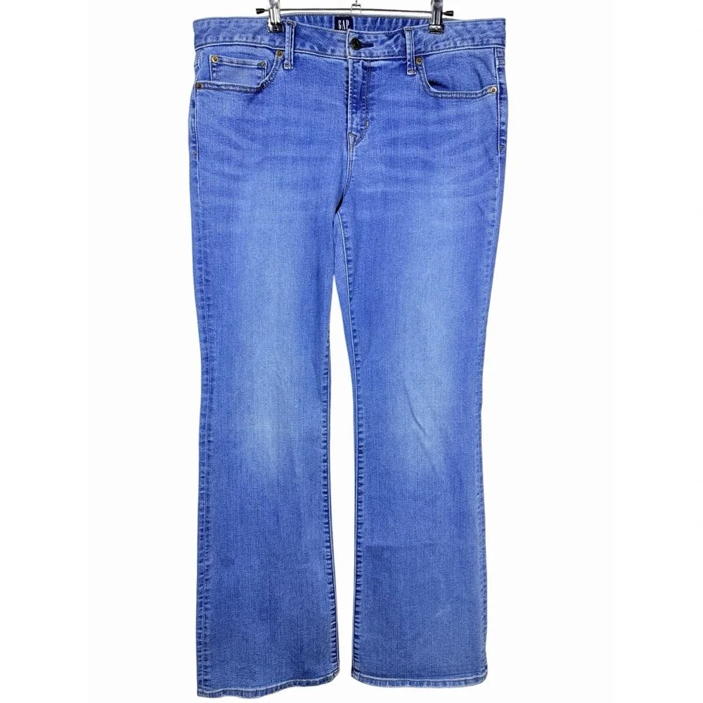 Gap Long & Lean Jeans Womens 32 Long Bootcut Medium Wash Stretch Denim 32x34